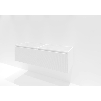 HR badmeubelen Matrix Meuble sous-lavabo - 140x44.8x40cm - façade 3D - 2 tiroirs - sans poignées avec profil de poignée - blanc mat