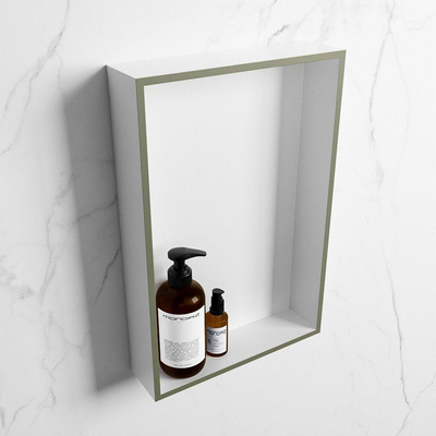 Mondiaz Easy nis 29.5x44.5x8cm voor Inbouw/opbouw 1 open vak Solid surface Talc/Army