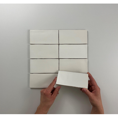 ÉCHANTILLON Terravito Galeno carreau mural - 7.5x15cm - 8.5mm - Rectangle - Blanc/crème mat
