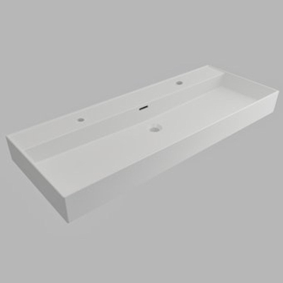 Plieger Kansas lavabo 2 trous de robinet avec trop-plein 120x46,6cm blanc mat