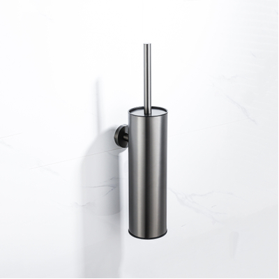 Fortifura Calvi toiletborstelhouder - gesloten model - wand - rond - PVD - geborsteld gunmetal (antraciet)