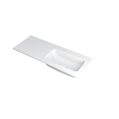 INK Faktor lavabo - 120x45x1.5cm - 1 vasque à droite - 1 trou de robinet - polystone blanc mat