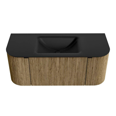 Mondiaz KURVE Badkamermeubelset - 110x46x40cm - 1 lade - 2 deuren - wastafel solid surface - midden - zonder kraangat - Dusk