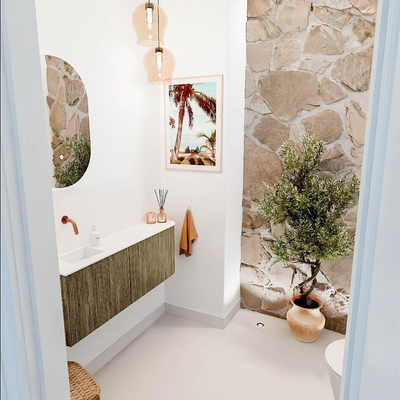 Mondiaz JOYA 111.6cm toiletmeubel - ronding rechts kleur Dusk - Wastafel FAYE positie Links Zonder kraangat kleur Talc.