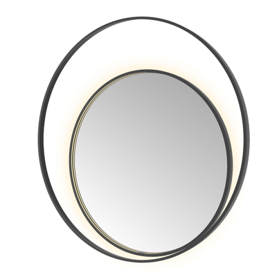 Hotbath &MORE Spiegel Round2 - 120x120cm - direct en indirect LED - spiegelverwarming - dimbaar - met afstandsbediening - PVD - geborsteld zwart
