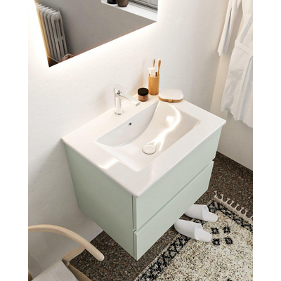 Mondiaz VICA ensemble de meuble de salle de bain - 60cm - meuble sous lavabo greey - 2 tiroirs - lavabo denia milieu - 1 trou de robinet - miroir LED - version XL 60cm de haut