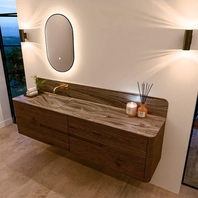 Mondiaz CIRO-DLUX Ensemble de meubles de salle de bains - 190x45x50cm - plan-vasque en solid surface Sombra - 1 lavabo à gauche - sans trous de robinetterie - 4 tiroirs - Dusk