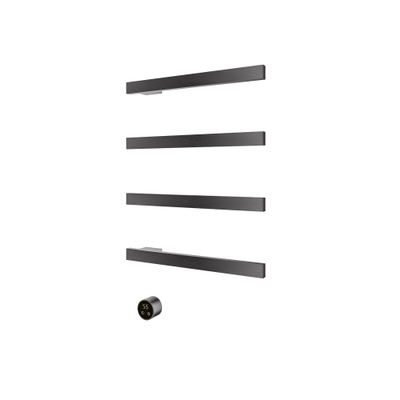 Hotbath &MORE Handdoekradiator - 50x76cm - vierkant - 4 stangen - horizontaal - met schakelaar - PVD - geborsteld gunmetal (antraciet)