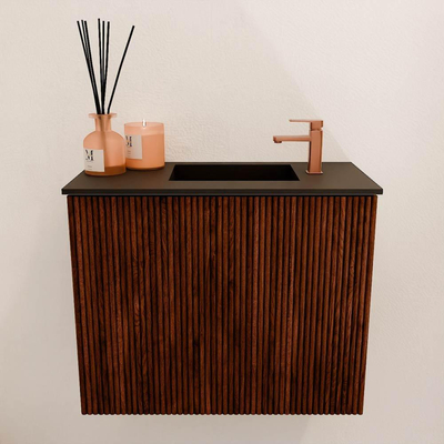 Mondiaz JOYA 50cm toiletmeubel - kleur Ruby - Wastafel FAYE positie Rechts 1 kraangat kleur Urban.