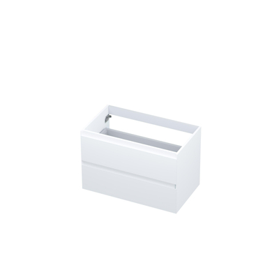 INK Wastafelonderkast - 80x45x52cm - 2 lades - greeploos - MDF lak - Mat wit