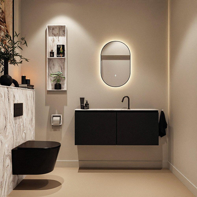 MONDIAZ TURE-DLUX Meuble de toilettes 120 cm Urban. Lavabo EDEN Glace position centrale. Avec 1 trou de robinet.