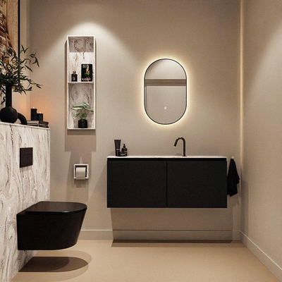 MONDIAZ TURE-DLUX Meuble toilette - 120cm - Urban - EDEN - vasque Glace - position centrale - 1 trou de robinet