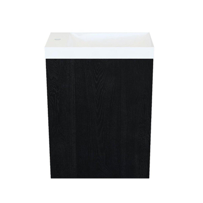 Arcqua Marble Ensemble fontaine - 40x22x54.5cm - fontaine brillant blanc - avec trop-plein - chêne noir