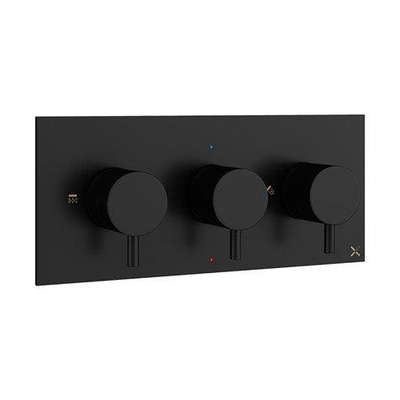 Crosswater MPRO mitigeur de douche thermostatique encastré horizontal 2 robinets d''arrêt partie apparente noir mat