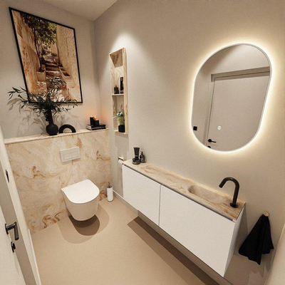 MONDIAZ TURE-DLUX 120cm toiletmeubel Talc. EDEN wastafel Frappe positie rechts. Met 1 kraangat.