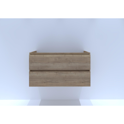 HR badmeubelen infinity meuble 100 cm 2 tiroirs - cadre à poignée - couleur chêne naturel