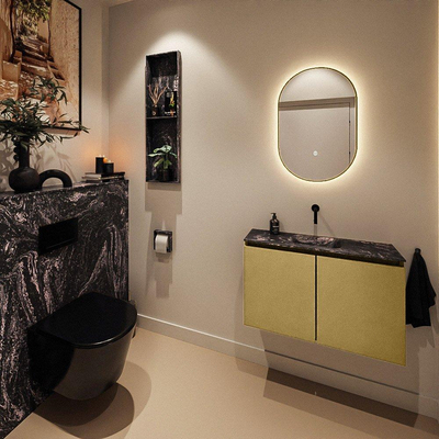 MONDIAZ TURE-DLUX Meuble toilette - 80cm - Oro - EDEN - vasque Lava - position centrale - sans trou de robinet