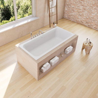 Ideavit SolidMind Baignoire encastrable - 180x80x54cm - solid surface - trop-plein - avec vidage pop-up inclus - blanc mat