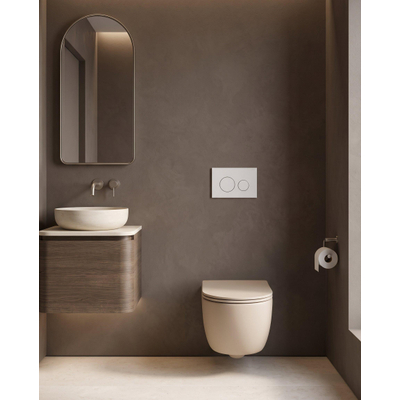 QeramiQ Dely Swirl Toiletset - 36.3x51.7cm - Geberit UP720 Duofix Sigma inbouwreservoir - slim zitting - metalen bedieningsplaat mat wit - ronde knoppen - mat beige