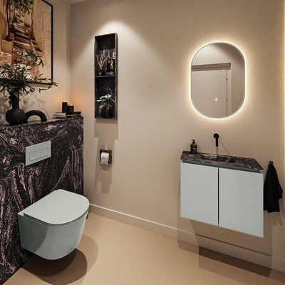 MONDIAZ TURE-DLUX meuble WC 60 cm Greey. EDEN lavabo Lava position milieu. Sans trou de robinet.