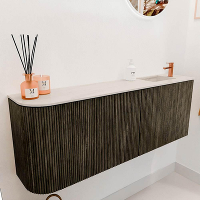 Mondiaz JOYA-DLUX 111.6cm toiletmeubel - ronding links kleur Shadow - Wastafel FAYE positie Rechts 1 kraangat kleur Meli.