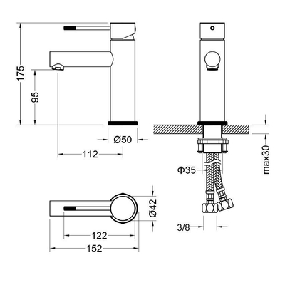 Best-Design Kriens wastafelmengkraan Nero mat-zwart