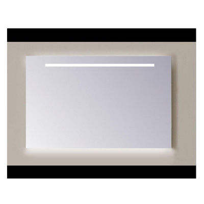 Sanicare q miroirs miroir sans cadre / pp poli bande horizontale de 100 cm + lumière ambiante sous leds blanc chaud