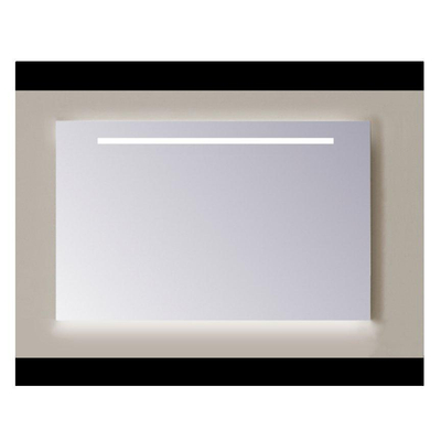 Sanicare Q-mirrors miroir sans cadre / PP aiguisé 100 cm bande horizontale + lumière Ambi sous LED blanc chaud