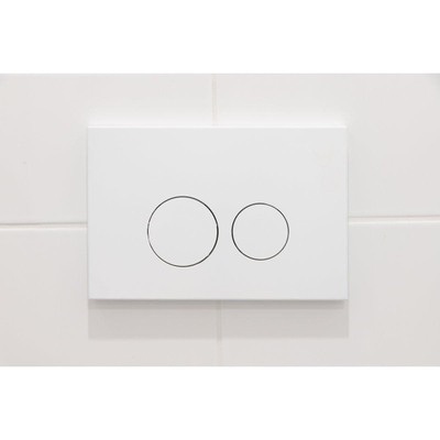 QeramiQ Dely Toiletset - 36.3x51.7cm - diepspoel - rimless - Inbouwreservoir met Geberit UP320 spoelmechanisme - softclose toiletzitting - mat witte bedieningsplaat - ronde knoppen - mat wit