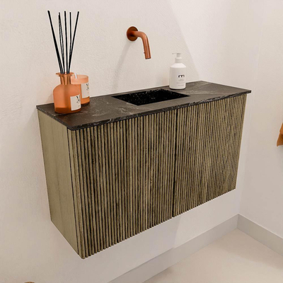 Mondiaz JOYA-DLUX Meuble de toilette 70cm - couleur Dusk - Vasque FAYE position Milieu Sans trou de robinet couleur Lava