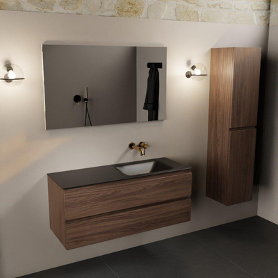 Mondiaz Aivy ensemble de meuble de salle de bains - 120x45x50cm - 0 trous de robinet - 1 lavabo urban Solid surface - Droit - 2 tiroirs - Sans miroir - Mélamine Mocha