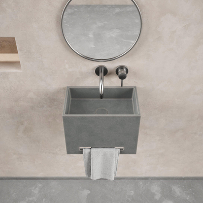 Ideavit IdeaWall lave-mains - 40x25x30cm - béton - porte-serviettes - anthracite