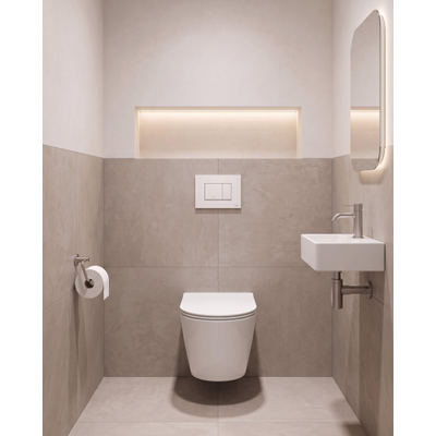 QeramiQ Dely Toiletset - Grohe inbouwreservoir - witte bedieningsplaat - softclose toilet zitting 35 mm - glans wit