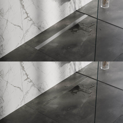 Brauer Caniveau de douche - 110x7.5cm - collerette de sol - grille à carreler réversible - inox - inox brossé