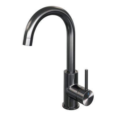 BRAUER Stripe Hoge Opbouw Wastafelmengkraan - draaibare ronde uitloop - model A - gunmetal geborsteld PVD