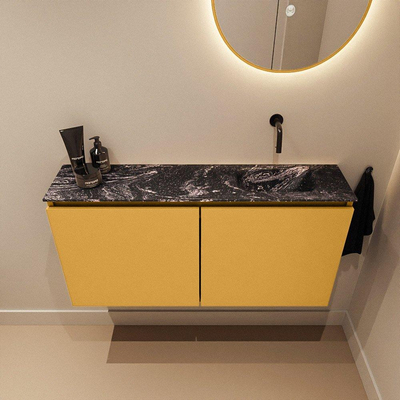 MONDIAZ TURE-DLUX Meuble de WC 100cm Ocre. Lavabo EDEN Lava position droite. Sans trou de robinet.