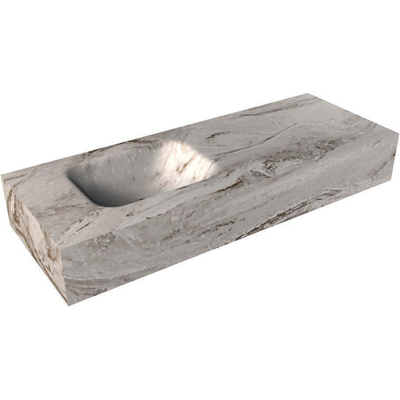 Mondiaz LEX Vrijhangende Wastafel - 80x12x30cm - 1 wastafel - links - zonder kraangat - solid surface - glace