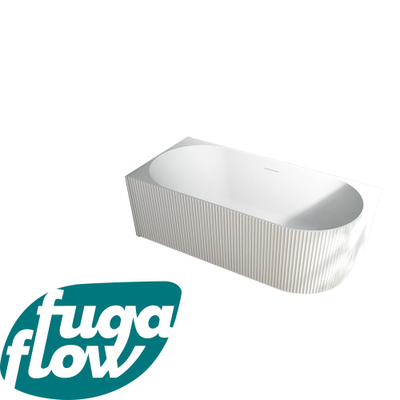 FugaFlow Eccelente Anta half vrijstaand hoekbad - ribbel - links - 170x80x58cm - met afvoer - acryl - mat wit