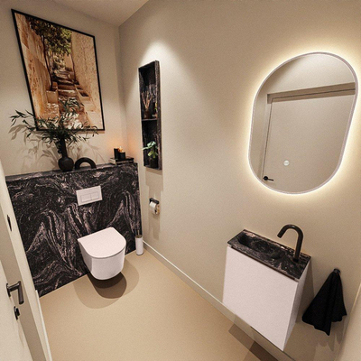 MONDIAZ TURE-DLUX Meuble toilette - 40cm - Rosee - EDEN - vasque Lava - position gauche - 1 trou de robinet