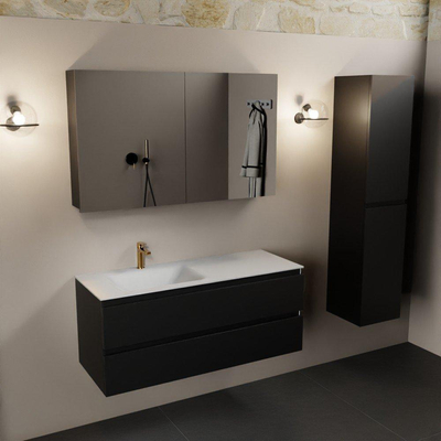 Mondiaz AIVY Ensemble de meuble - 120x45x50cm - 1 trou de robinet - 1 vasque Urban Solid surface - Gauche - 2 tiroirs - avec armoire de toilette - MDF Urban