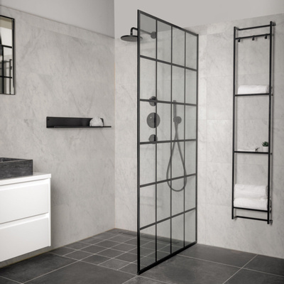 Proline Wandframe Stalen inclusief 2 handdoekhaakjes 33x11x169cm Mat zwart SHOWROOMMODEL