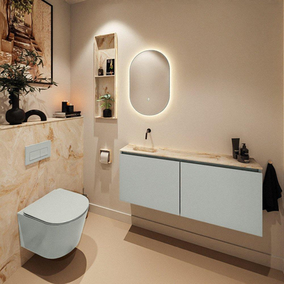 MONDIAZ TURE-DLUX Meuble WC 120 cm Greey. Lavabo EDEN Frappe position gauche. Sans trou de robinet.