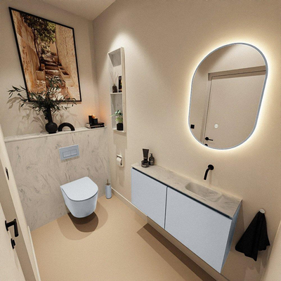 MONDIAZ TURE-DLUX 100cm toiletmeubel Clay. EDEN wastafel Opalo positie rechts. Zonder kraangat.