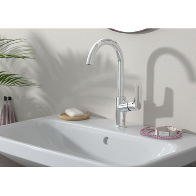 Hansgrohe Logis 1 greeps wastafelkraan - 210 draaibare uitloop - zonder afvoer - hoogglans chroom