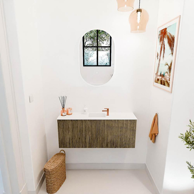Mondiaz JOYA 100cm toiletmeubel - kleur Dusk - Wastafel FAYE positie Midden 1 kraangat kleur Talc.
