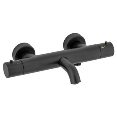 Plieger Napoli robinet de baignoire thermostatique avec inverseur avec raccords cool body noir mat
