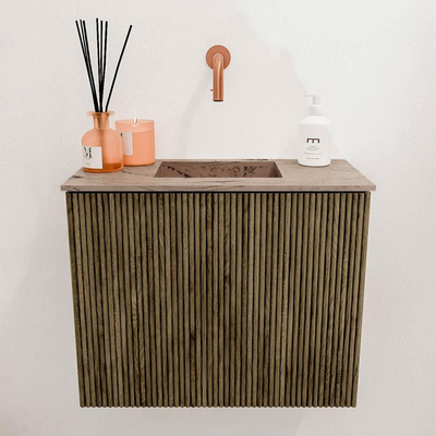 Mondiaz JOYA-DLUX 50cm meuble de salle de bains sous lavabo - couleur Dusk - Vasque FAYE position Milieu Sans trou de robinet couleur Arena.