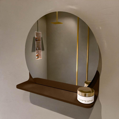 Mondiaz SPOT spiegel – Ø40 cm – met planchet – Rust (bruin)