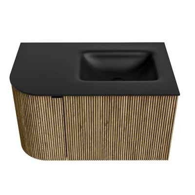 Mondiaz KURVE Badkamermeubelset - 75x46x40cm - 1 lade - 1 deur - wastafel solid surface - rechts - 1 kraangat - Dusk