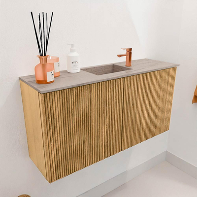 Mondiaz JOYA-DLUX 80cm toiletmeubel - kleur Oak - Wastafel FAYE positie Midden 1 kraangat kleur Saba.